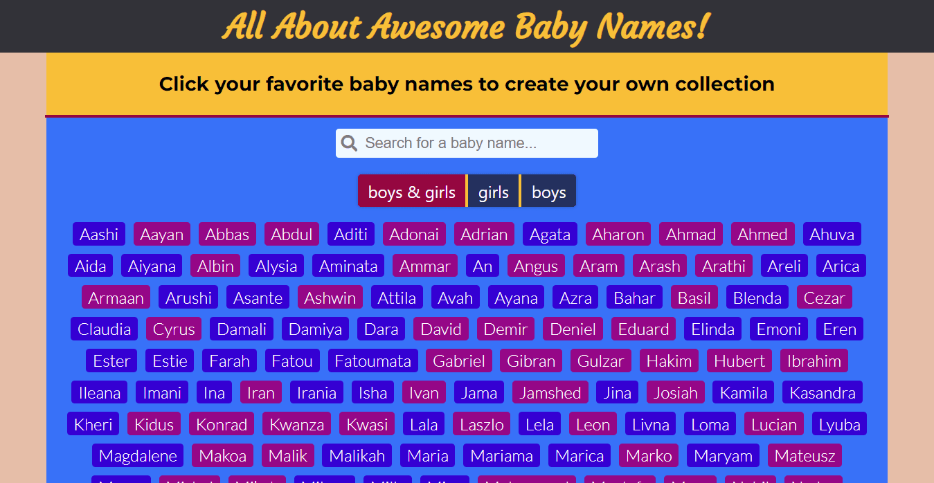 Baby Names React